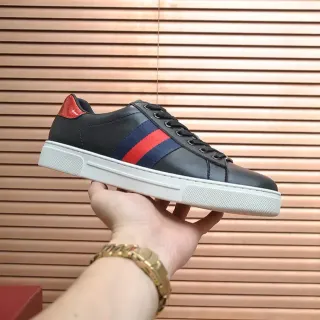 Gucci Ace Black Red Navy Web Stripe Lifestyle Sneakers