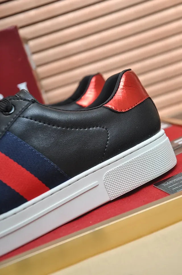 Gucci Ace Black Red Navy Web Stripe Lifestyle Sneakers 2