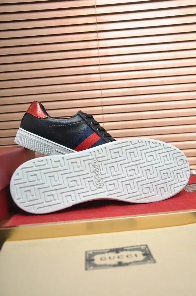 Gucci Ace Black Red Navy Web Stripe Lifestyle Sneakers 3