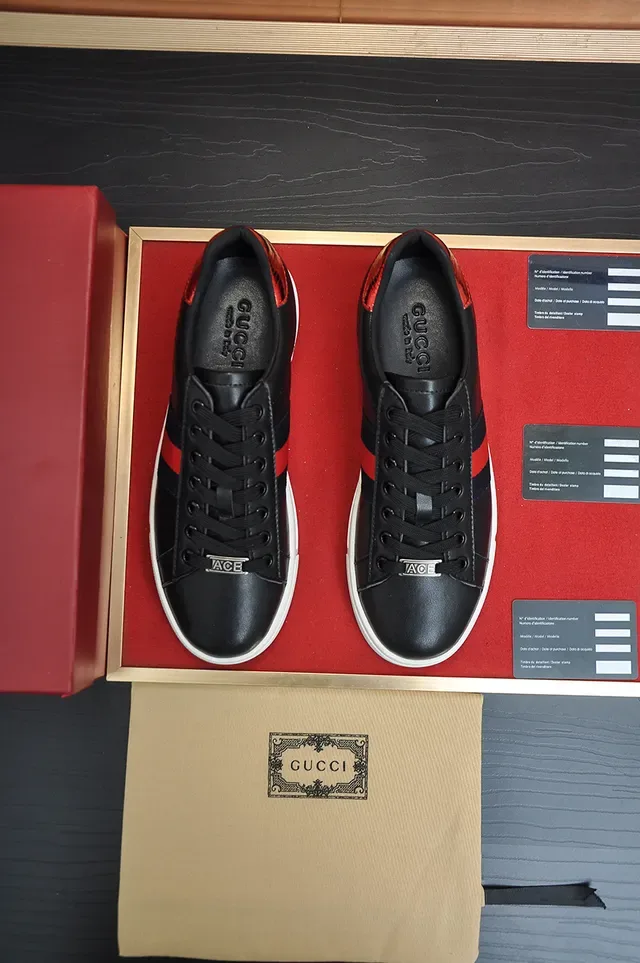 Gucci Ace Black Red Navy Web Stripe Lifestyle Sneakers 5