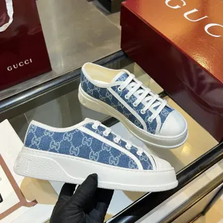 Gucci Ace GG Monogram Canvas Blue and White Lifestyle Sneakers
