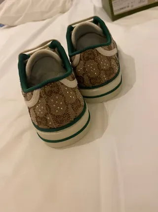 Gucci Ace GG Monogram Canvas Green-Trimmed Lifestyle Sneakers 2
