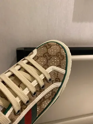 Gucci Ace GG Monogram Canvas Green-Trimmed Lifestyle Sneakers 8