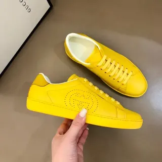 Gucci Ace Perforated Logo Yellow Lifestyle Sneakers