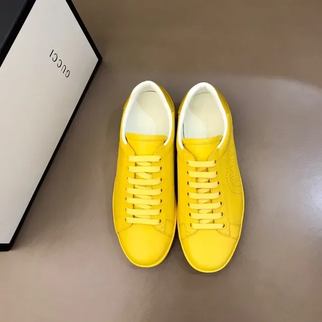 Gucci Ace Perforated Logo Yellow Lifestyle Sneakers 2