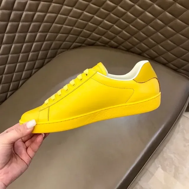 Gucci Ace Perforated Logo Yellow Lifestyle Sneakers 3