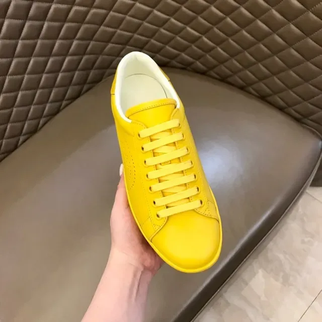 Gucci Ace Perforated Logo Yellow Lifestyle Sneakers 4