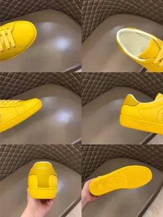 Gucci Ace Perforated Logo Yellow Lifestyle Sneakers 5