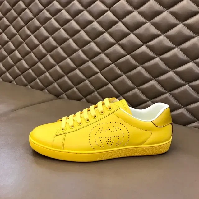 Gucci Ace Perforated Logo Yellow Lifestyle Sneakers 6