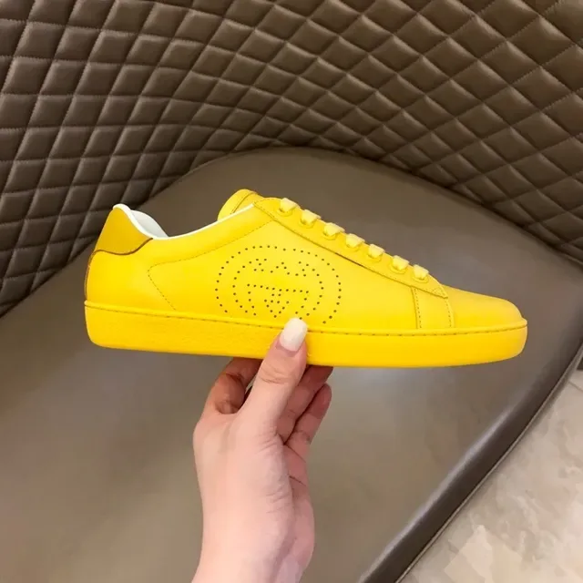 Gucci Ace Perforated Logo Yellow Lifestyle Sneakers 7