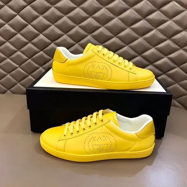 Gucci Ace Perforated Logo Yellow Lifestyle Sneakers 8