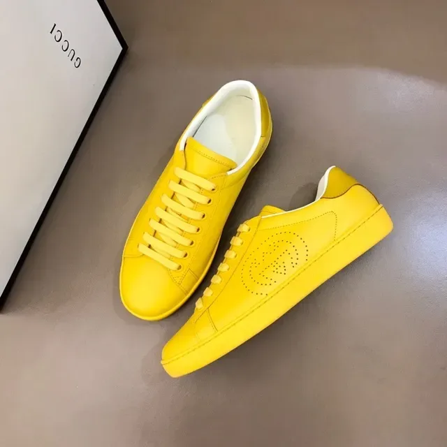 Gucci Ace Perforated Logo Yellow Lifestyle Sneakers 9