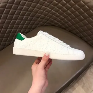 Gucci Ace White and Green Monogram Stitched Lifestyle Sneakers