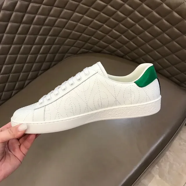 Gucci Ace White and Green Monogram Stitched Lifestyle Sneakers 3