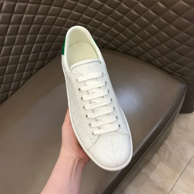Gucci Ace White and Green Monogram Stitched Lifestyle Sneakers 4