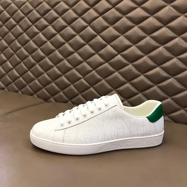 Gucci Ace White and Green Monogram Stitched Lifestyle Sneakers 5