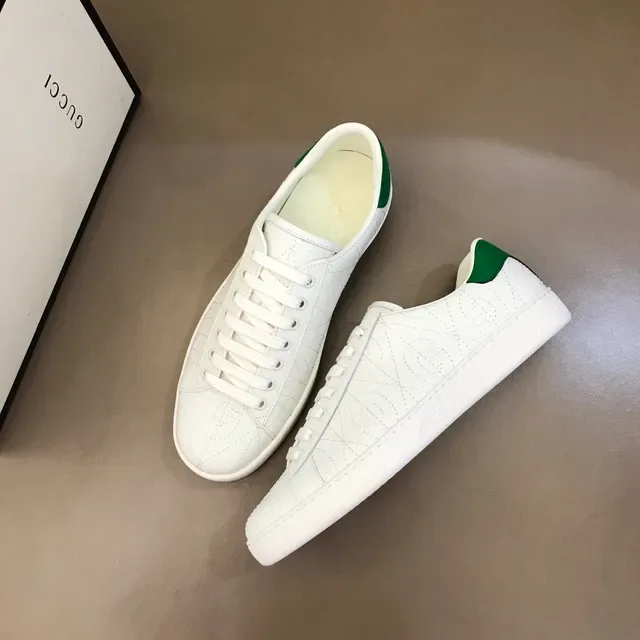 Gucci Ace White and Green Monogram Stitched Lifestyle Sneakers 8
