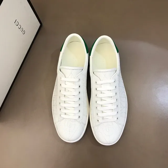 Gucci Ace White and Green Monogram Stitched Lifestyle Sneakers 9