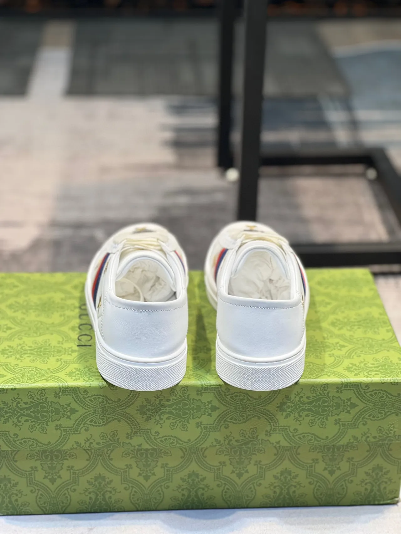 Gucci Ace White Embroidered Bee and Star Lifestyle Sneakers 3