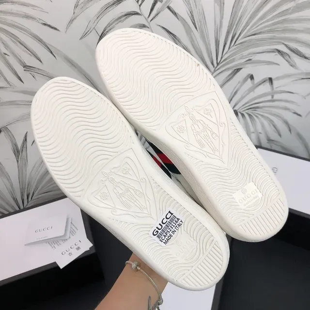 Gucci Ace White GG Embossed Web Stripe Lifestyle Sneakers 4