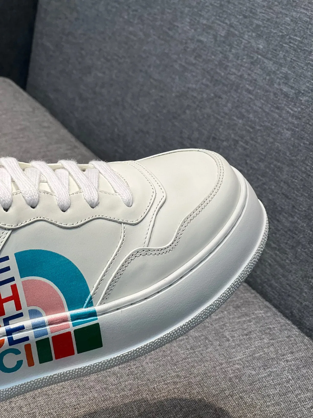 Gucci Ace White Multicolor Leather-Like Upper Side Graphic Print Lifestyle Sneakers 2