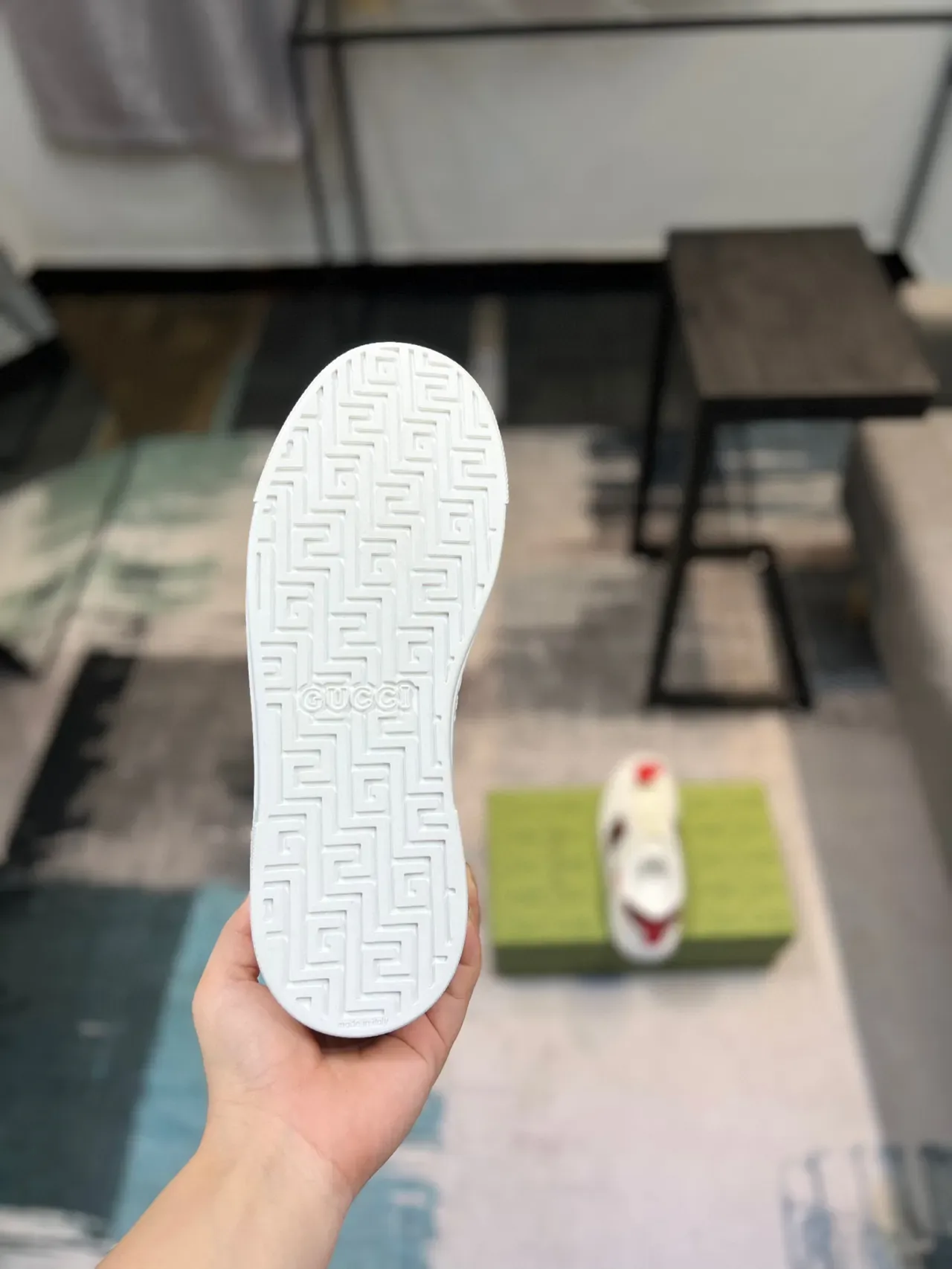 Gucci Ace Tênis Lifestyle de Couro Branco Vermelho Verde Coração 9