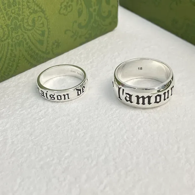 Gucci Amour Interlocking G Engraved Silver Rings 9