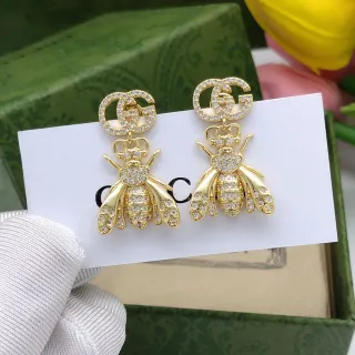 Gucci Bee Crystal-Pavé Gold-Tone Earrings
