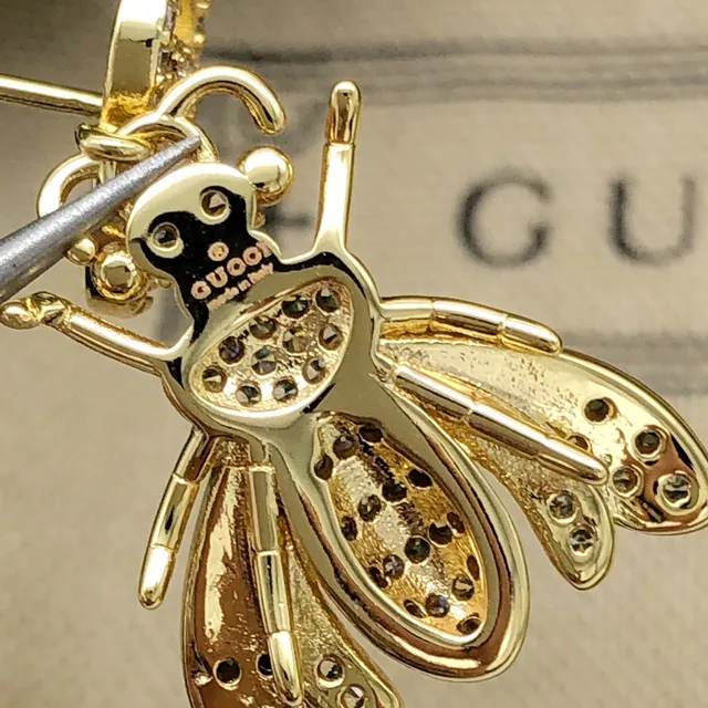 Gucci Bee Crystal-Pavé Gold-Tone Earrings 5