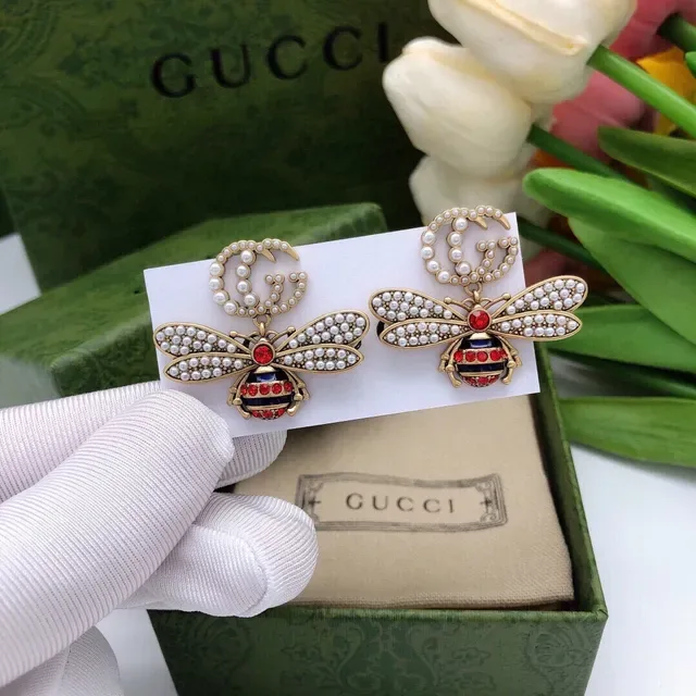 Gucci Bee Pearl and Enamel Earrings 2