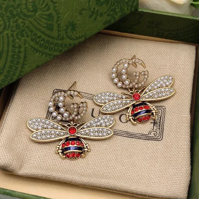 Gucci Bee Pearl and Enamel Earrings 3