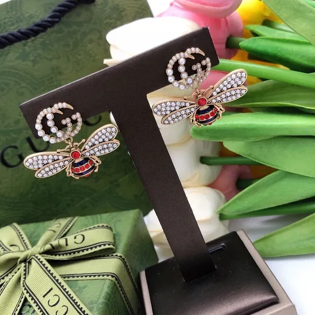 Gucci Bee Pearl and Enamel Earrings 4