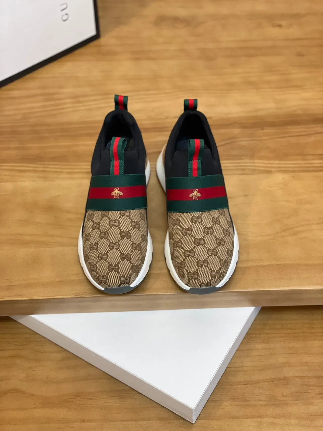 Gucci Beige Black Slip-On GG Monogram Canvas Lifestyle Sneakers 2
