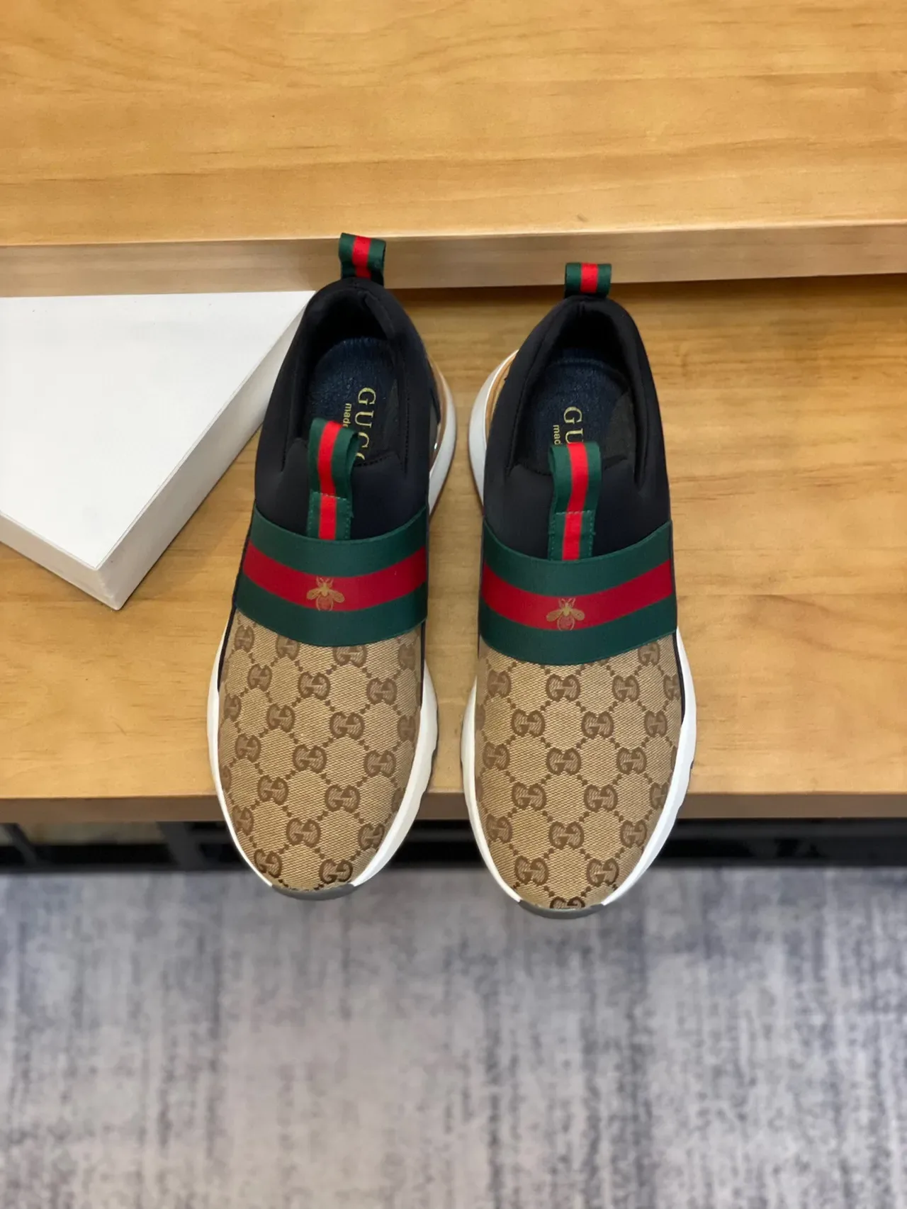 Gucci Beige Black Slip-On GG Monogram Canvas Lifestyle Sneakers 4