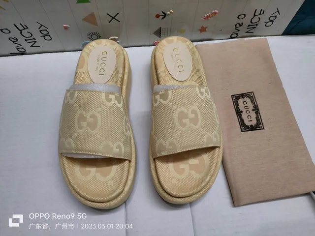 Gucci Beige GG Monogram Jacquard Single-Strap Slide Slippers 8