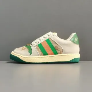 Gucci Beige Green Low-Top GG Monogram Canvas Lifestyle Sneakers