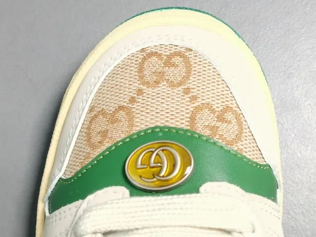 Gucci Beige Green Low-Top GG Monogram Canvas Lifestyle Sneakers 3