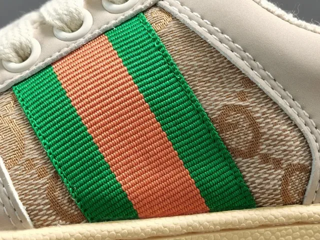 Gucci Beige Green Low-Top GG Monogram Canvas Lifestyle Sneakers 4