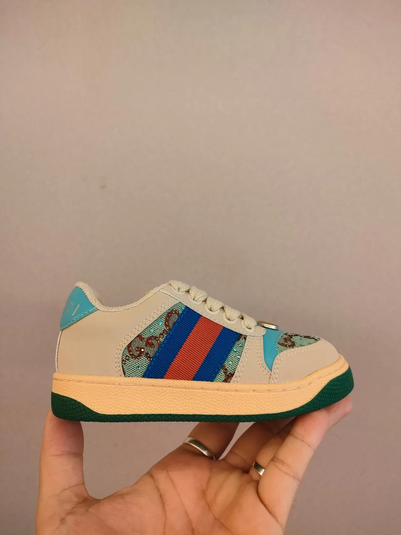 Gucci Beige Multicolor Low-Top Perforated Leather Lifestyle Sneakers 14