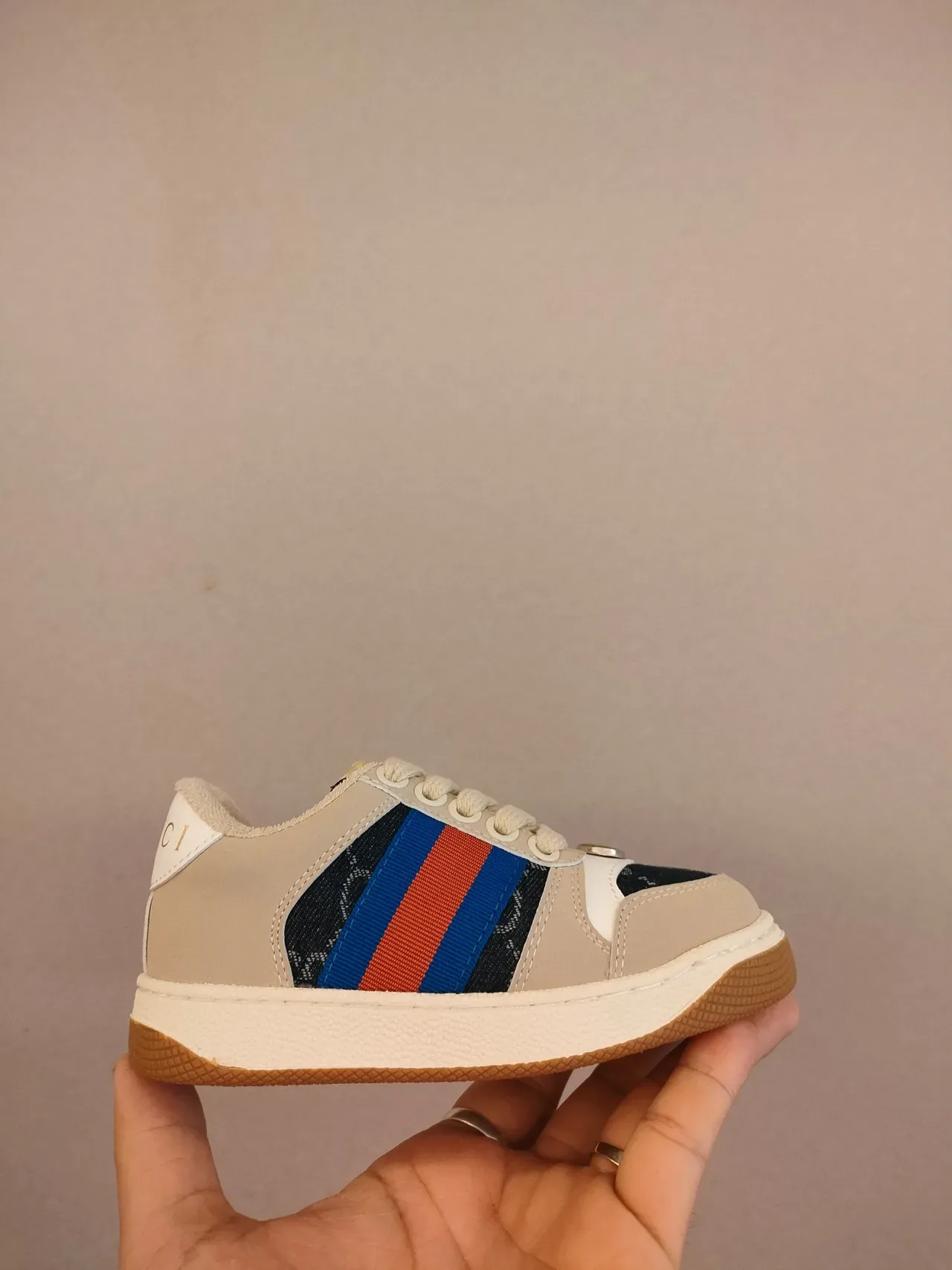 Gucci Beige Multicolor Low-Top Perforated Leather Lifestyle Sneakers 19