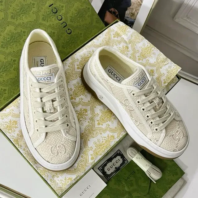 Gucci Beige White Embroidered Monogram Upper Platform Sole Lifestyle Sneakers 2