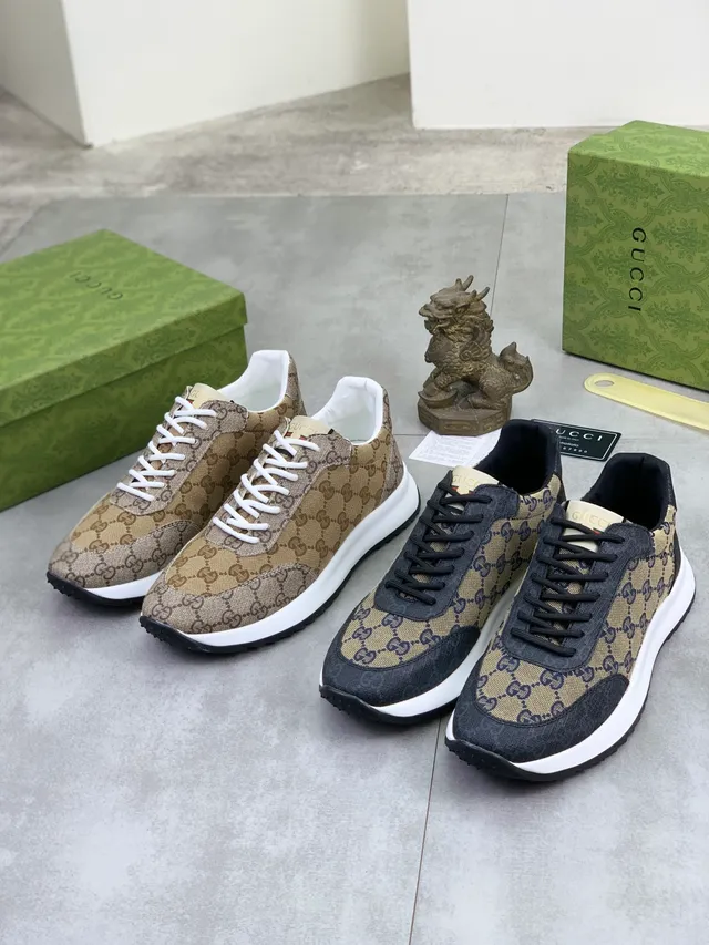 Gucci Beige White Monogram Canvas Laces Lifestyle Sneakers 2
