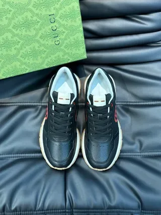 Gucci Black and Red Interlocking G Lifestyle Sneakers 2
