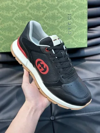 Gucci Black and Red Interlocking G Lifestyle Sneakers 3
