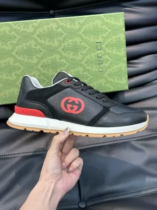 Gucci Black and Red Interlocking G Lifestyle Sneakers 4