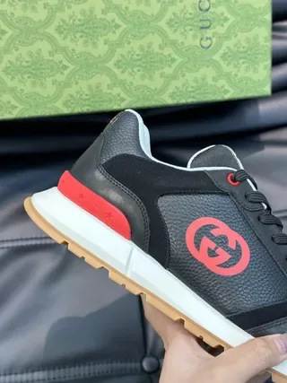 Gucci Black and Red Interlocking G Lifestyle Sneakers 5