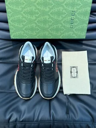 Gucci Black and Red Interlocking G Lifestyle Sneakers 6
