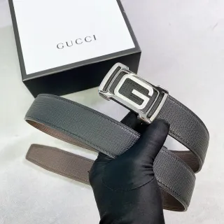 Gucci Black Brown Textured Interlocking G Buckle Leather Belt
