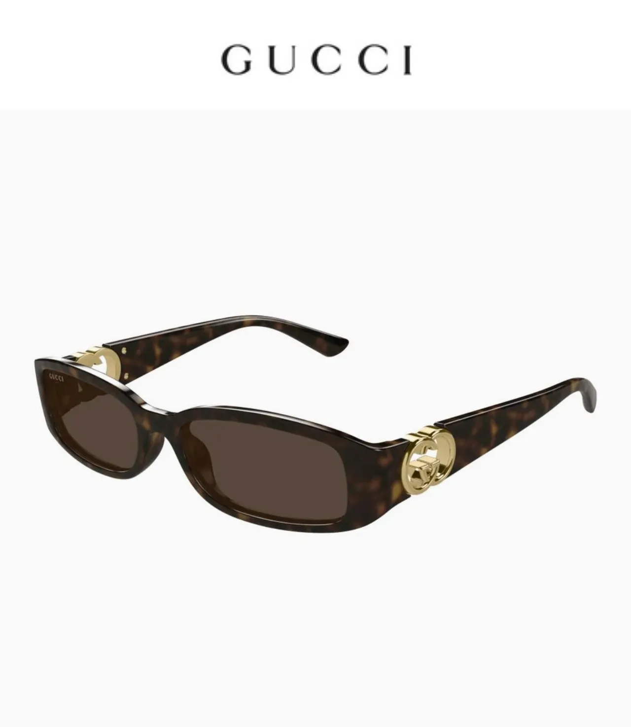 Gucci Black Gold Rectangular Narrow Frame Glossy Acetate Sunglasses 9