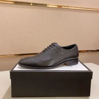 Gucci Black Monogrammed Leather Cap-Toe Oxford Shoes